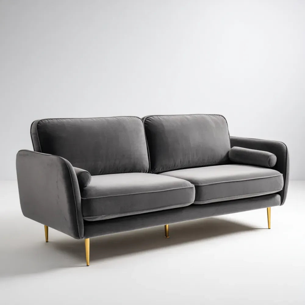 Velvet Upholstered Sofa 200x90x85 cm - Dark Gray - Modern Design