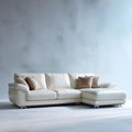 Corner Sofa Set Leather Upholstery 290x180x85 cm - Cream - Modern Design