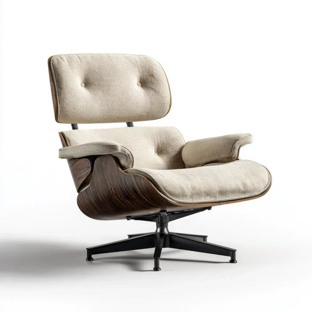 Lounge Armchair 85x85x84 cm - Beige - Mid-Century Modern Fabric Upholstery