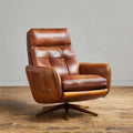 Leather Swivel Armchair – 85x90x100 cm – Brown – Mid-Century Modern